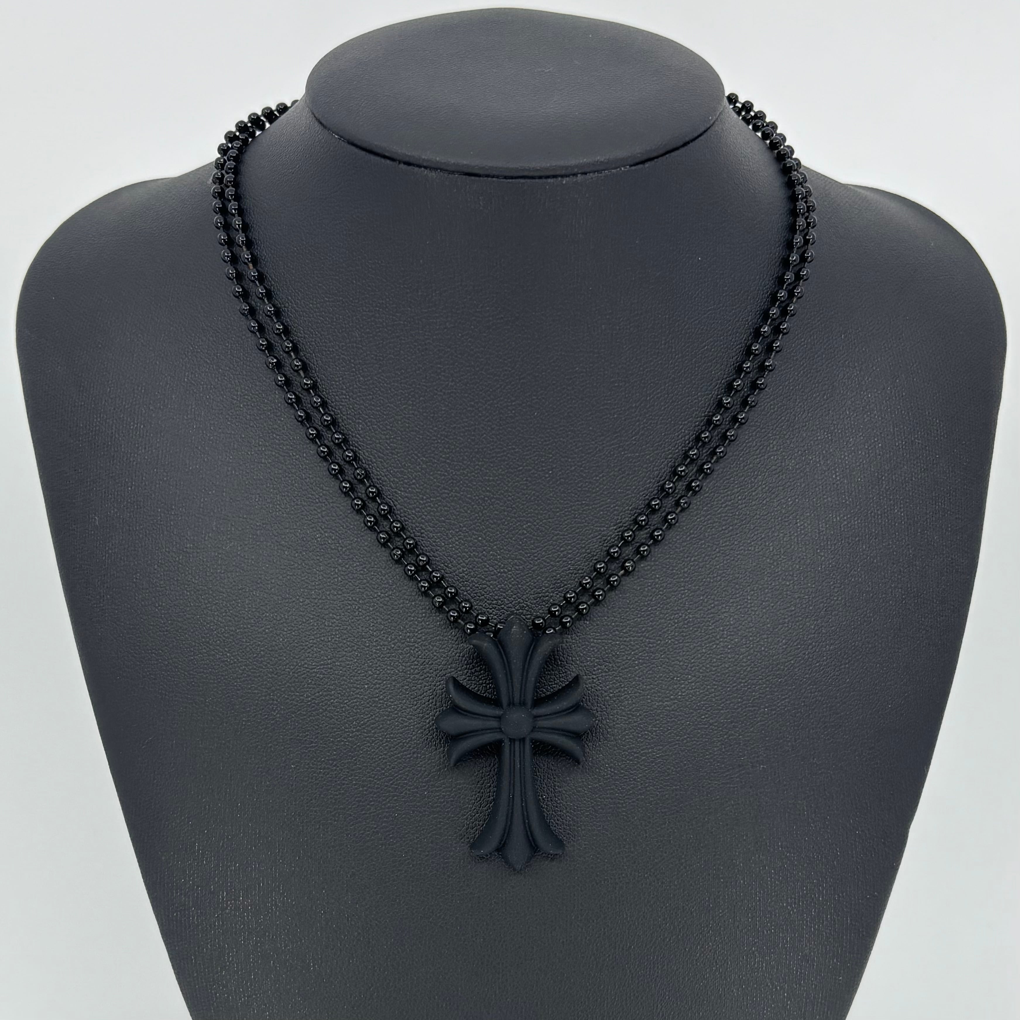 クロス ラバー ネックレス ブラック | crossluxury
