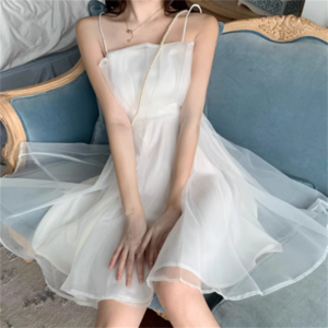【送料無料】 ドレス ミニドレス 2色 パーティドレス カラードレス キャミソール ミニ ノースリーブ　 Aライン フレア 透け感 シースルー 薄手生地 裏地 エレガント 可愛い 大人可愛い きれいめ シンプル カジュアル シック コンサバ 華やか 大人 上品 おしゃれ お洒落 主役級 こなれ感 高見え 高級感 フェミニン 無地 夏 20代 30代 40代 レディース 女性 デート お出かけ 女子会 お呼ばれ 休日 お茶会 授業参観 結婚式 二次会 パーティ 演奏会 ファッション