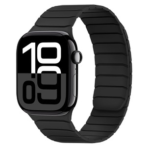 【特価処分】磁気 コンパチブル Apple Watch バンド 42mm(Series 11/Series 10) 41mm 40mm 38mm ソフトシリコン交換用ループリストバンド ンパチブル アップルウォッチ バンド SE Series11/10/9/8/7/6/5/4/3/2/1に対応 柔らかい 男女兼用，ブラック
