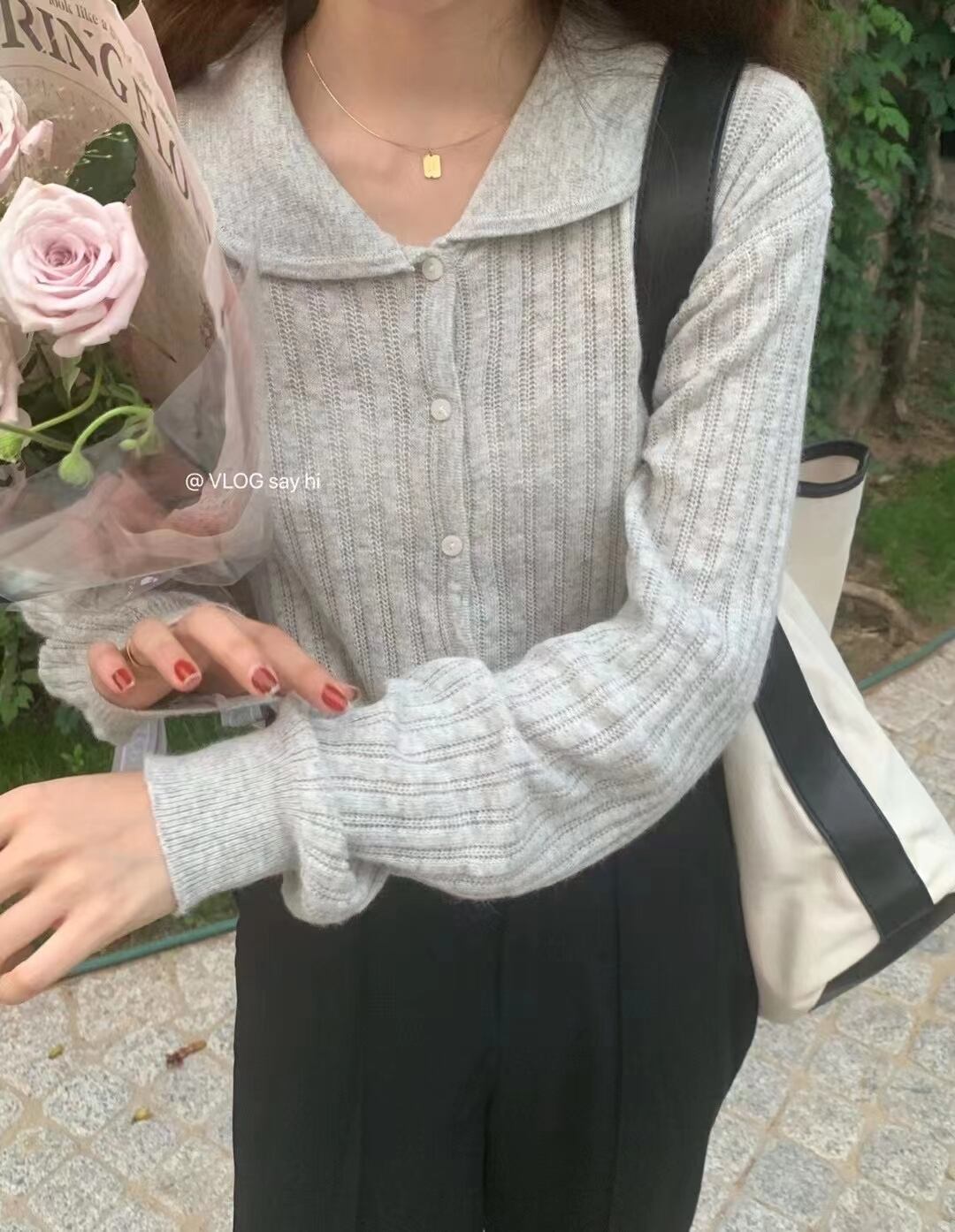 シアーシャツ風ニット　AJ2085-762