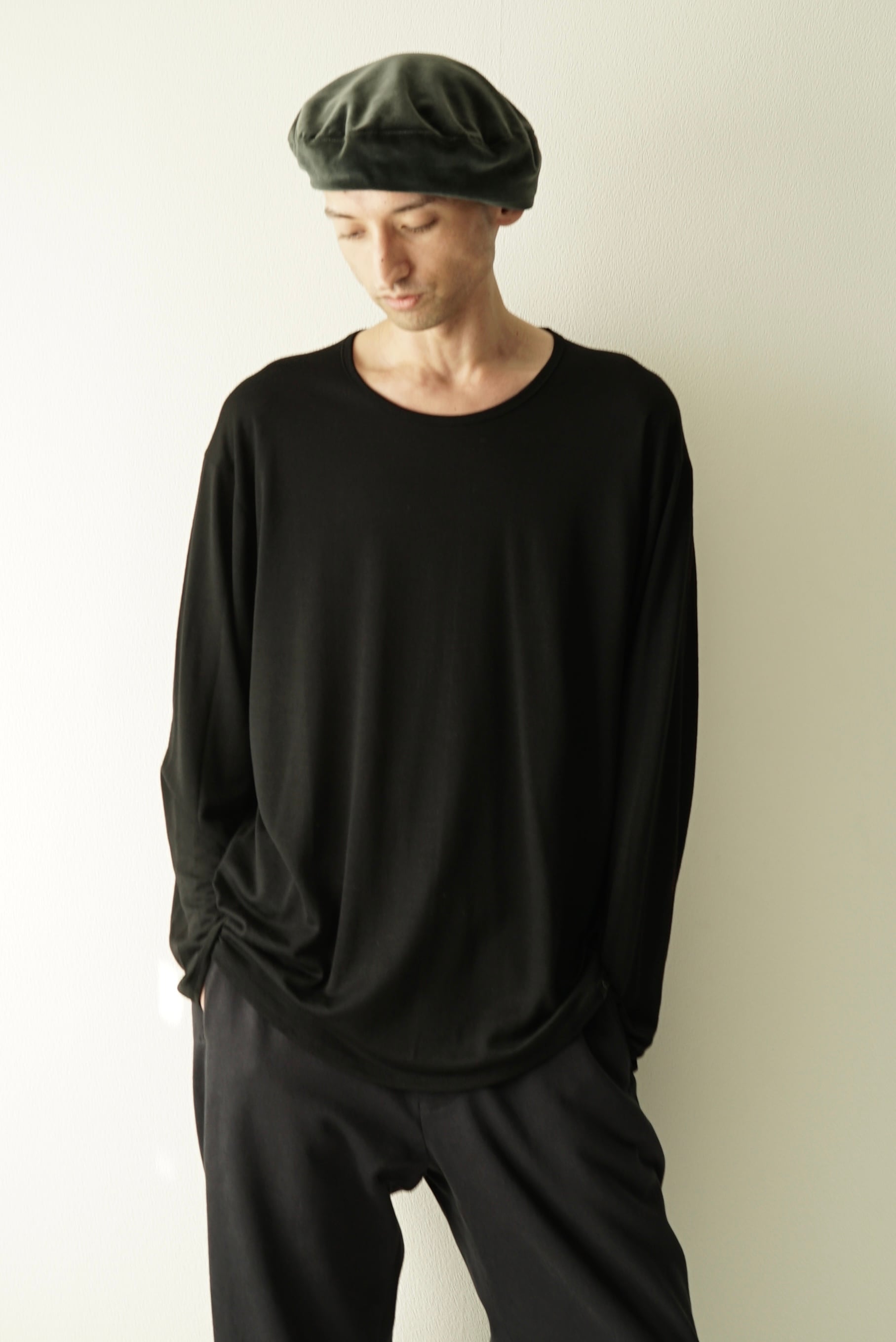 Super120s Washable Wool Jersey /LS- L/S Tee (BLACK)