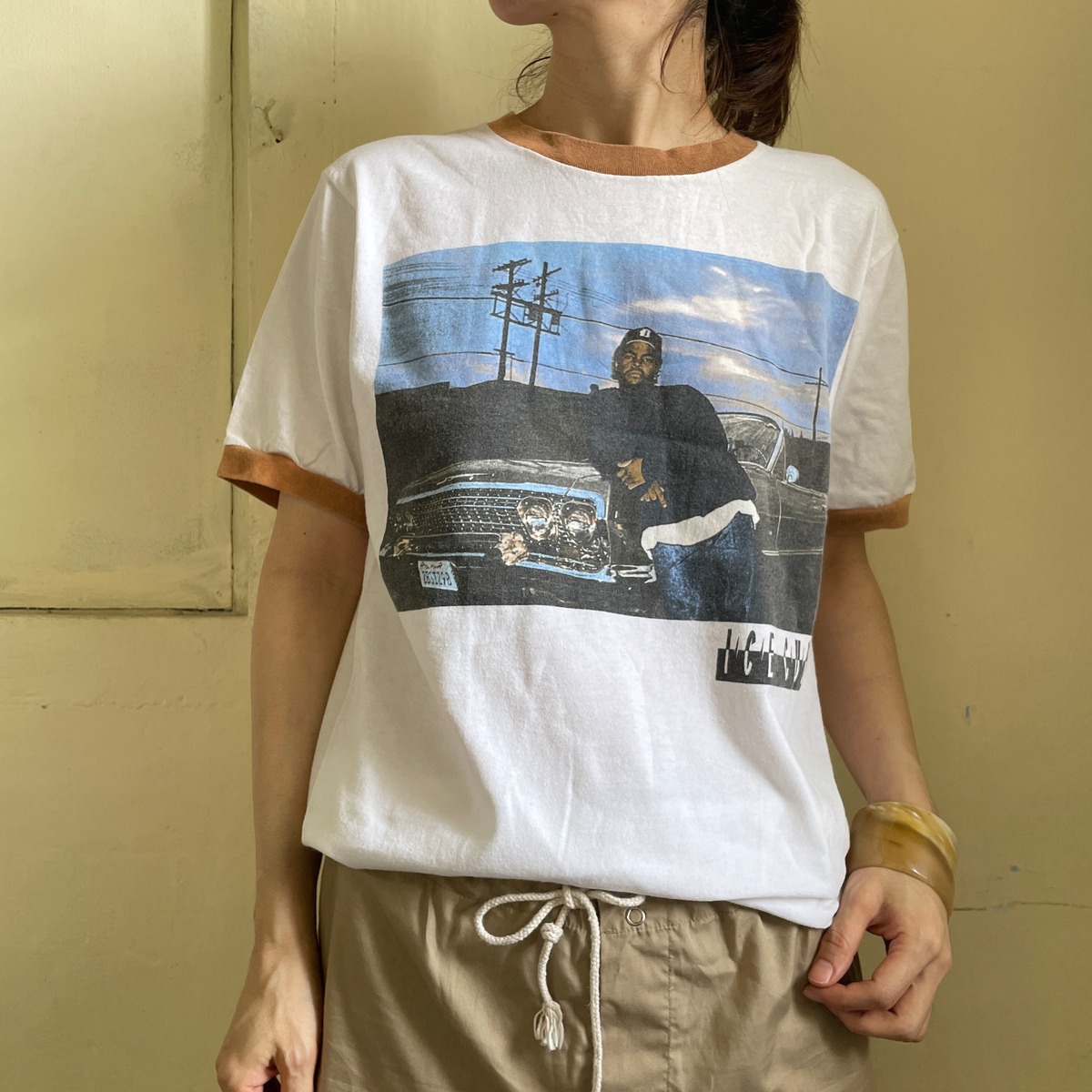 1516】古着 半袖 Tシャツ アイスキューブ ice cube ブラック リンガーT 