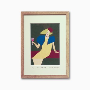 【029】ワインを飲む女性 / 約W229×H316mm