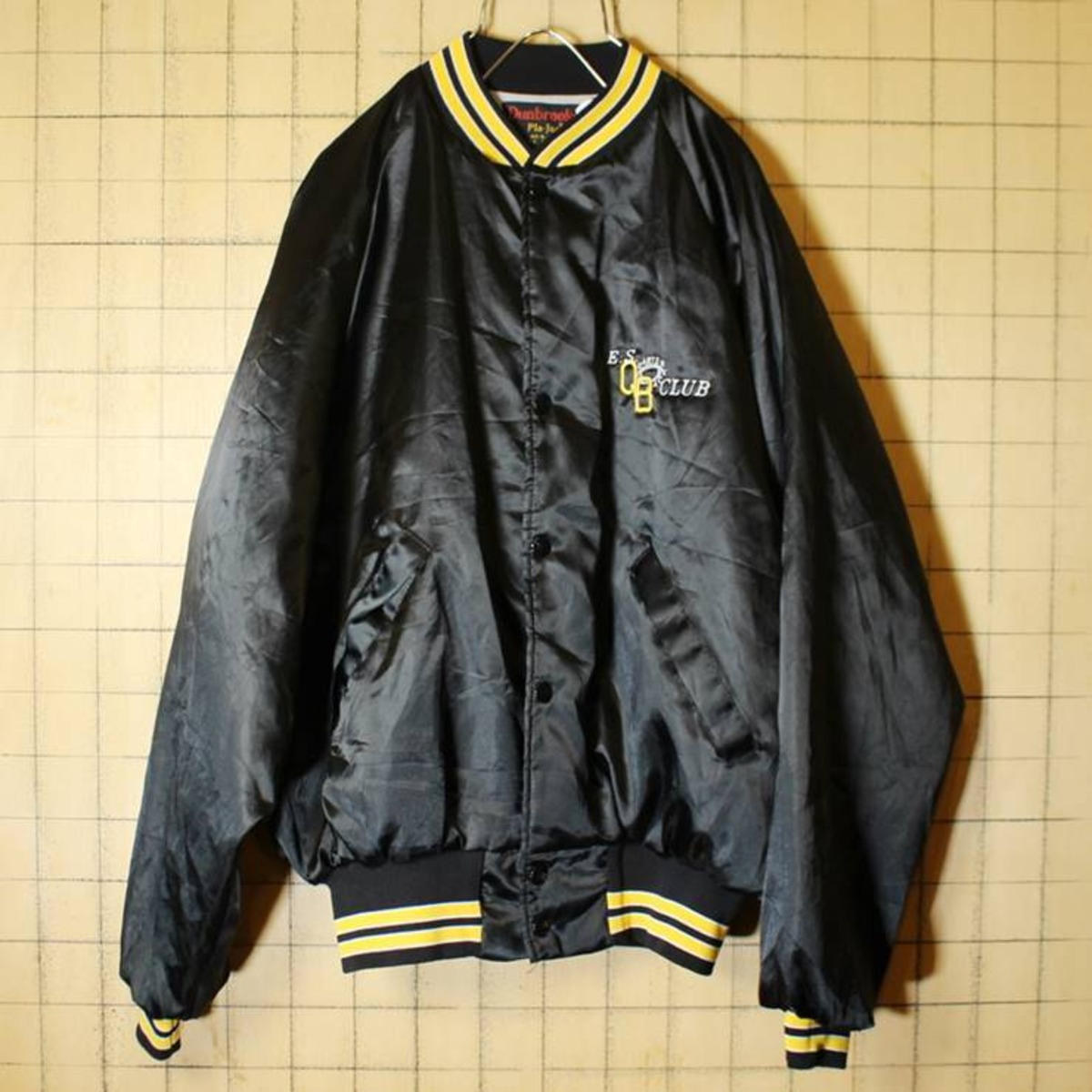 70s 80s USA製 ナイロン ジャケット ブラック 黒 メンズL スタジャン 