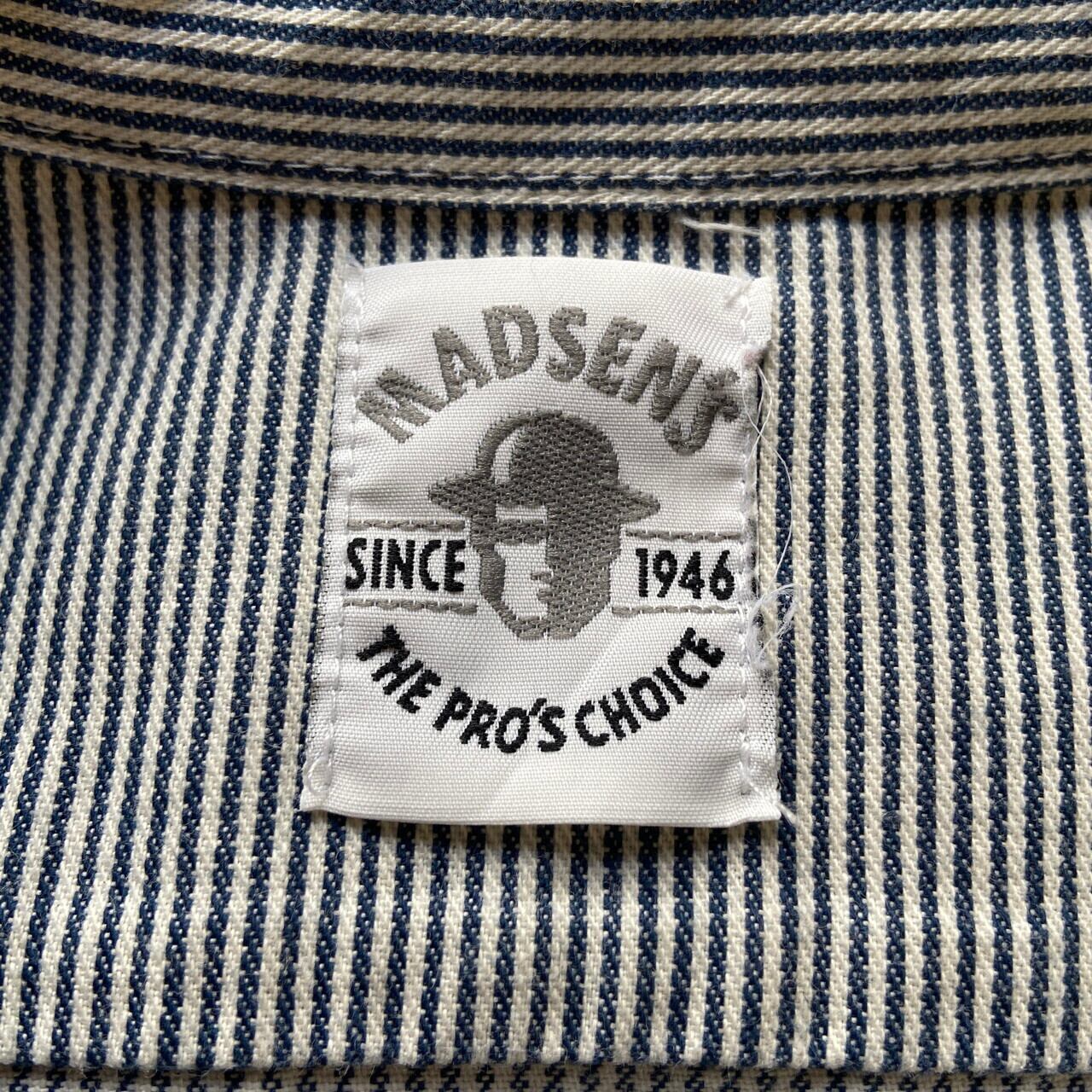 ハーフジップ ヒッコリーストライプ プルオーバーワークシャツ メンズL