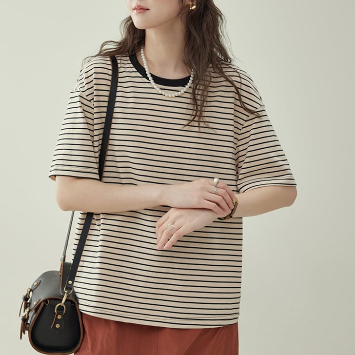 Striped round neck T-shirt S474