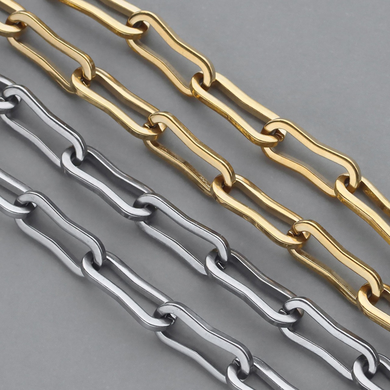 【ネコポス便】ネックレス ペーパーチェーン ステンレス レディース K18 18金 18K 金アレ対応 ウェーブ チェーンのみ チェーンネックレス 2584