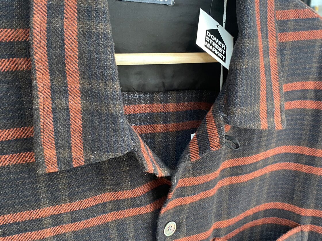 STUSSY × OUR LEGACY HEUSEN SHIRT OVERDYEDRUSTIC PLAID LARGE 63346 