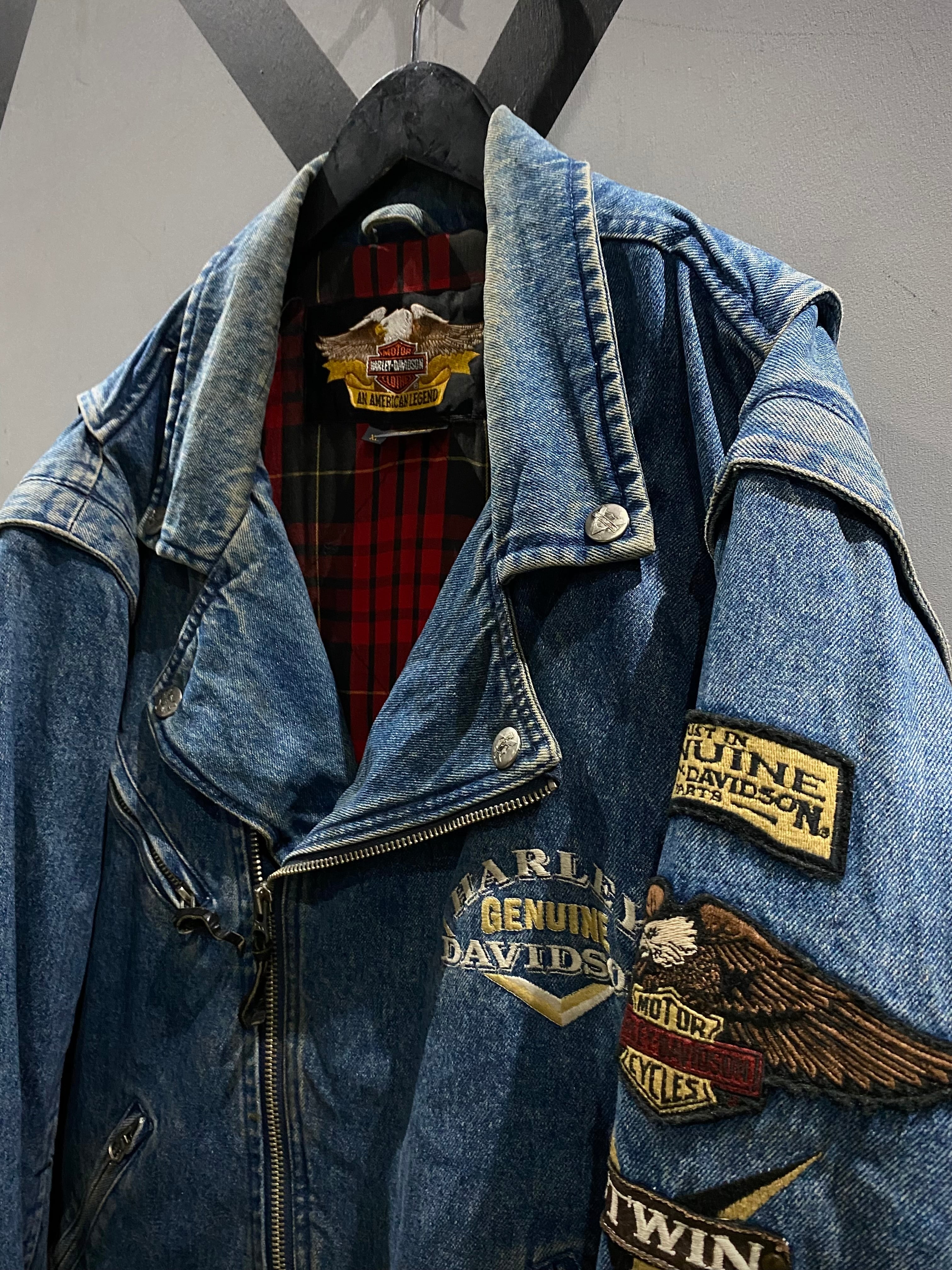 X VINTAGE】2WAY “Harley-Davidson” Wappen Design Vintage Denim