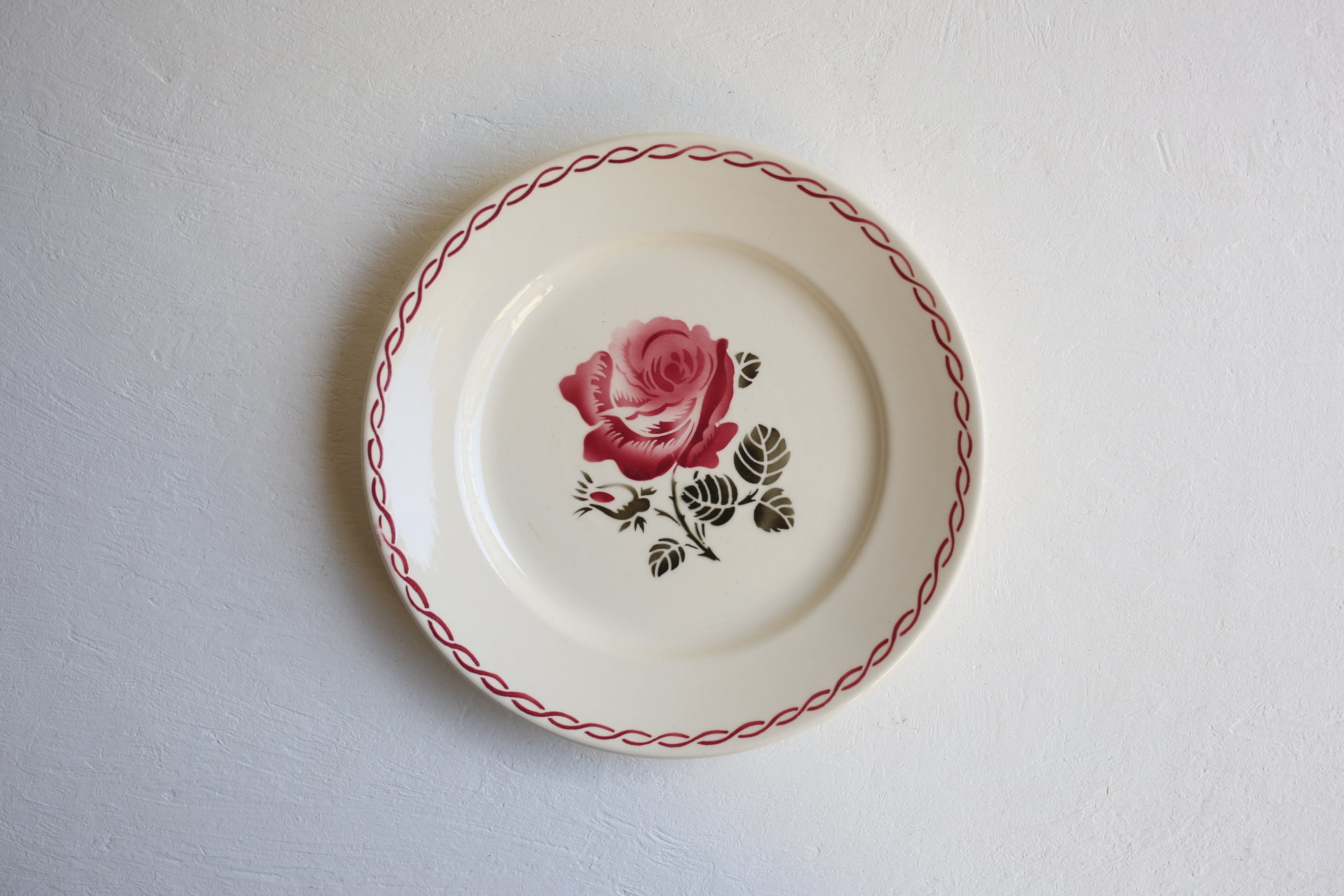 フランス アンティーク ヴィンテージ Badonviller バドンヴィレー ローズ 平皿 N-03691a