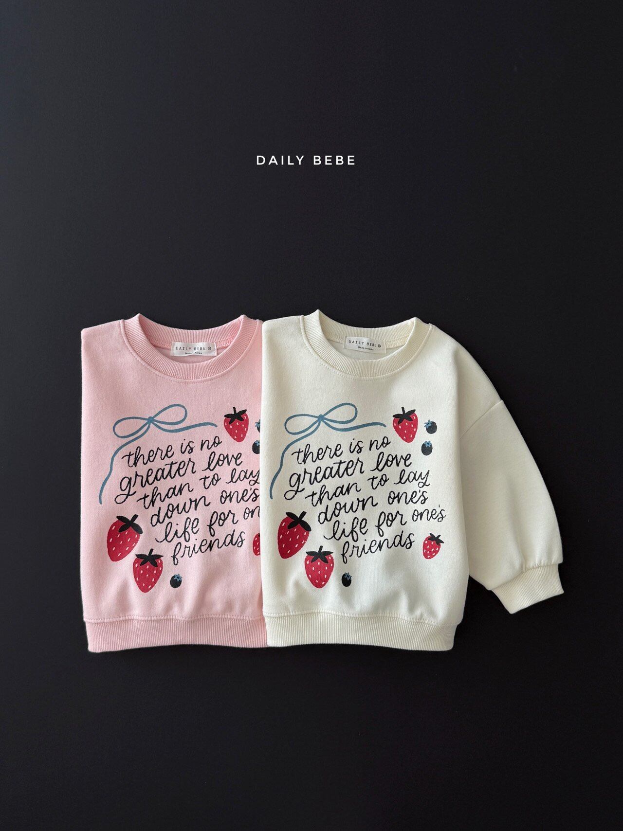 strawberry ribbon sweatshirt【DAILYBEBE】※10月中旬発送予定