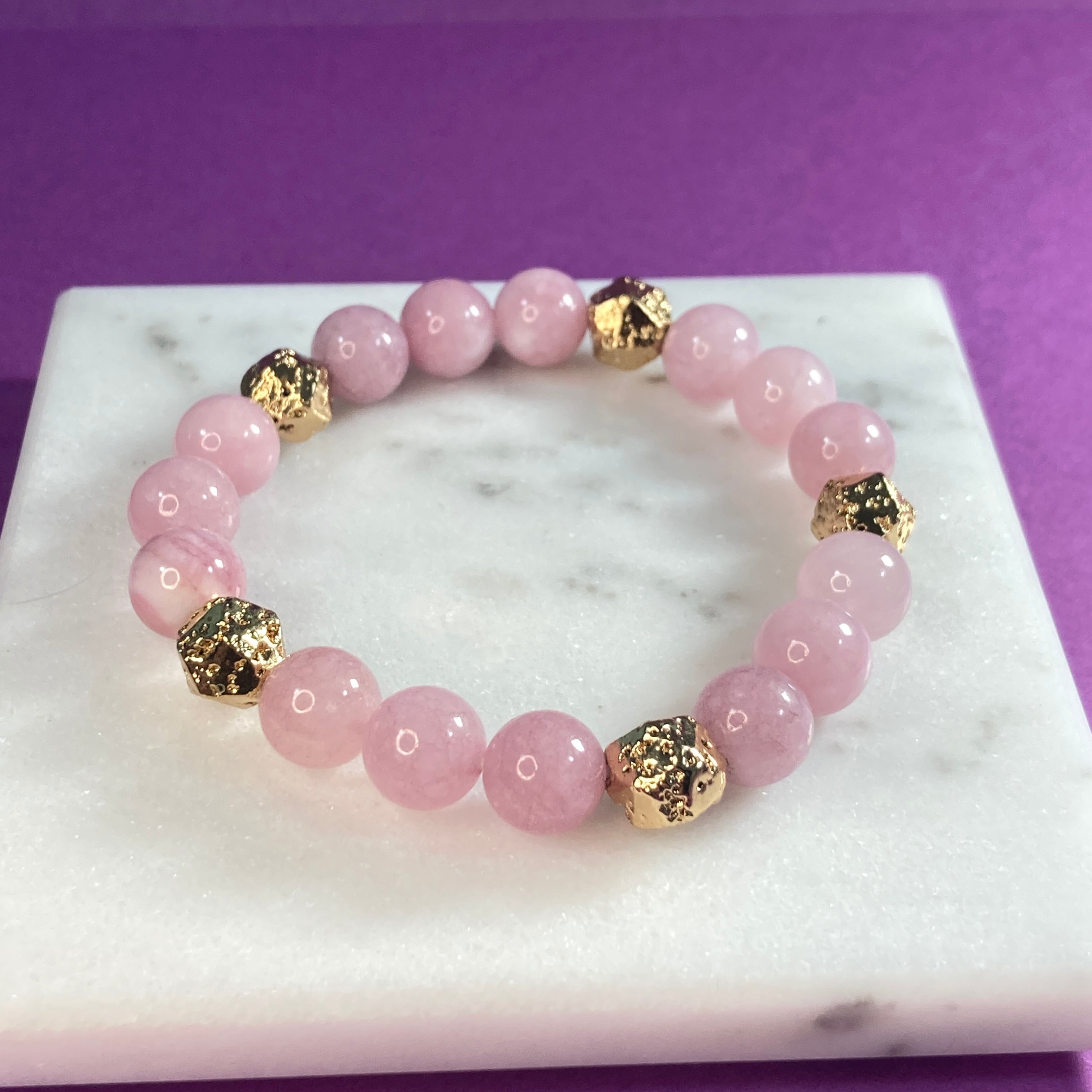 【恋の結界】永縁ブレスレット　ローズクォーツ×ラバーストーン