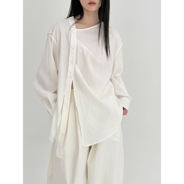Irregular long sleeve shirt 【2color】C0404