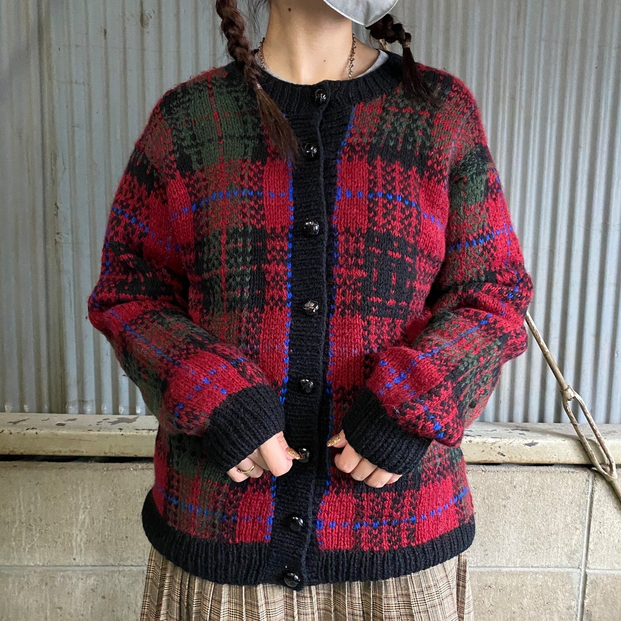 80年代 ヴィンテージ Woolrich ウールリッチ チェック柄 ウールニット 