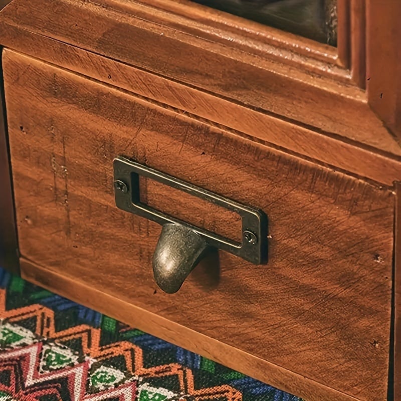 キャビネット 3段 扉 付き ヴィンテージ調 レトロ調 木製