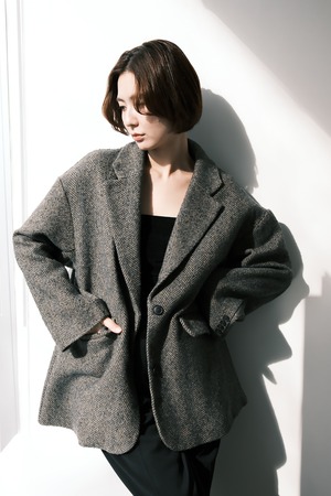 Herringbone jacket coat　ヘリンボーン ジャケットコート　Gray