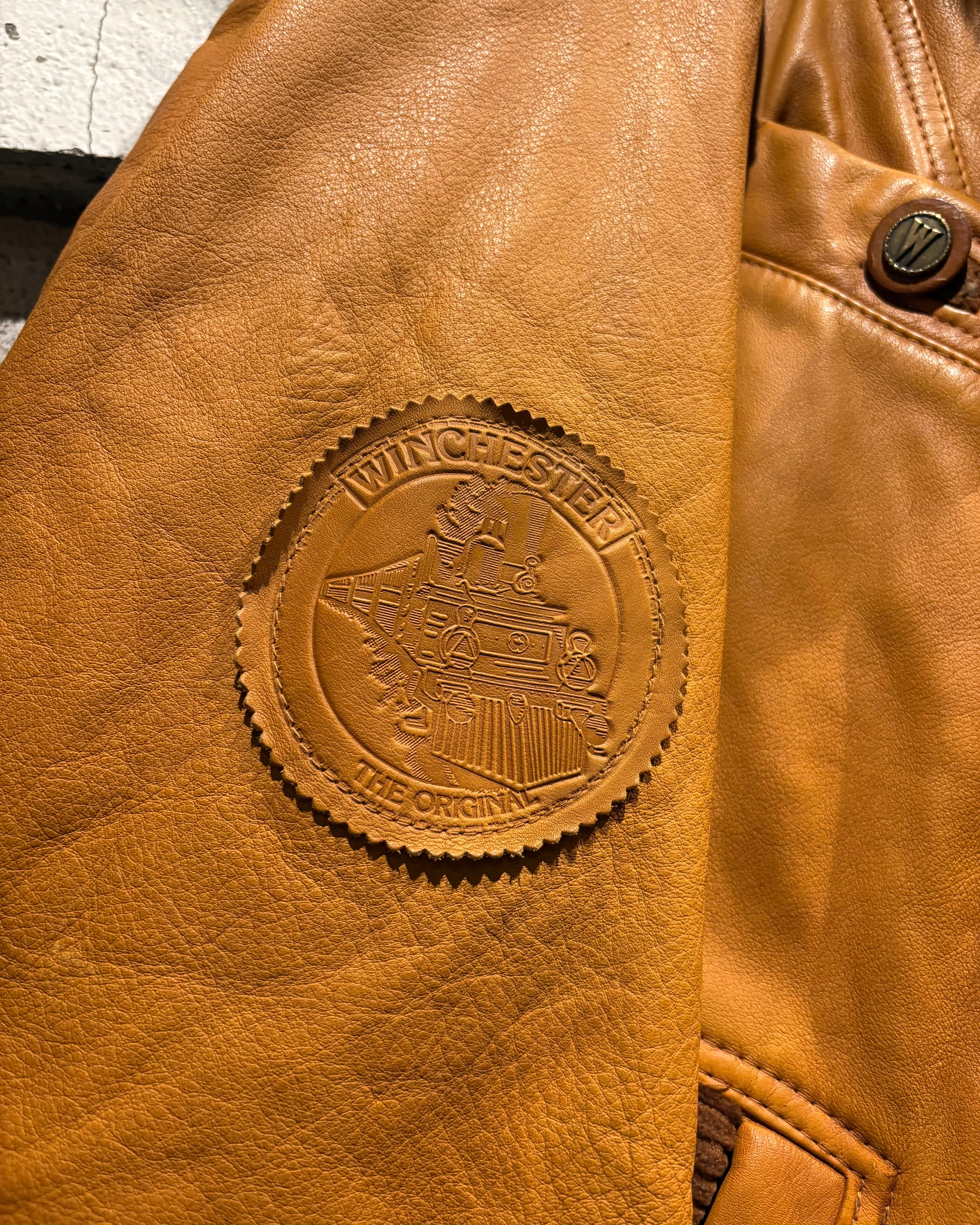 Caka otto】80's “Winchester“ Motorcycle Motif Design Euro Vintage