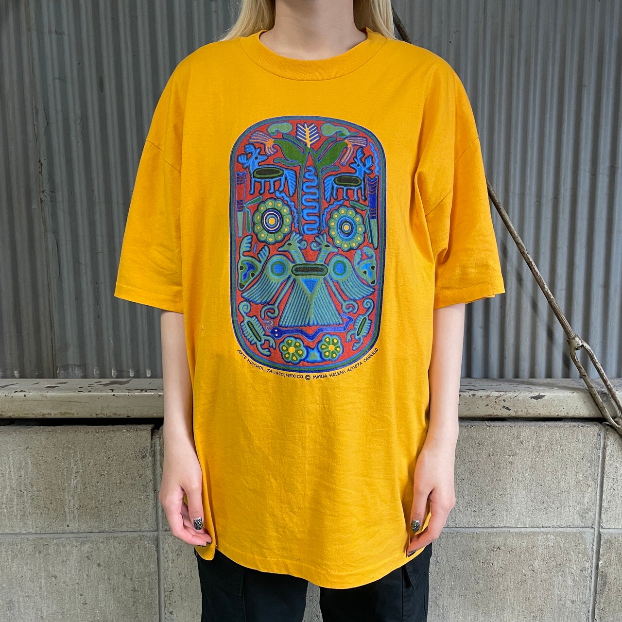 90年代 スーベニア メキシカンアート プリントTシャツ メンズXL相当 