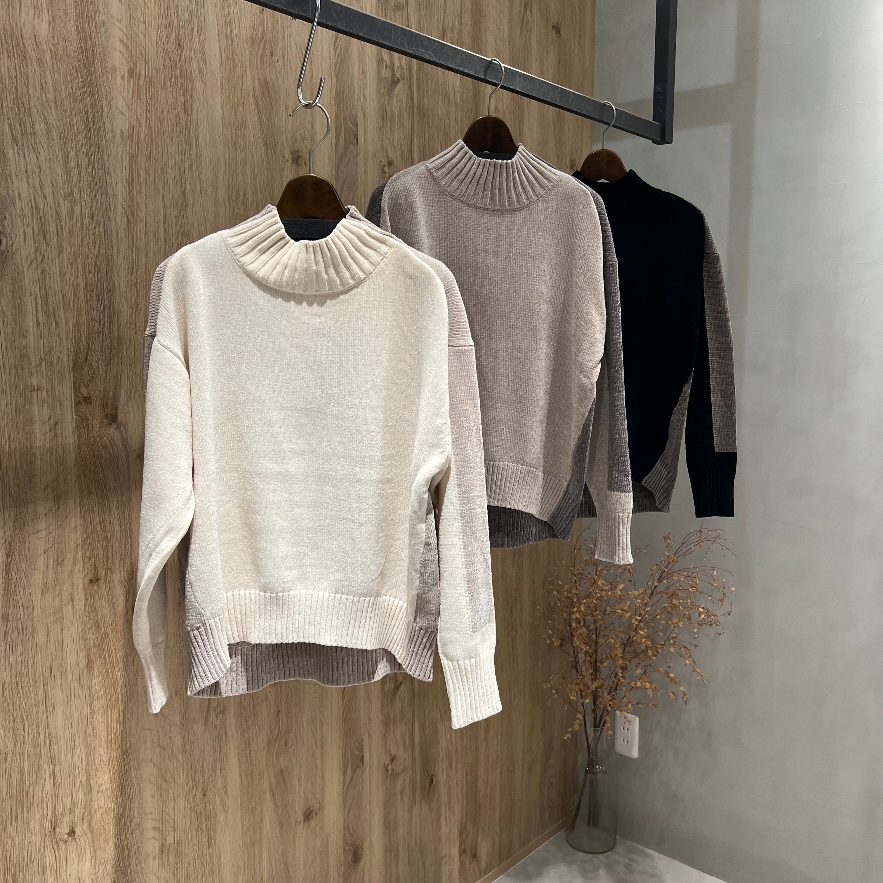 Un carnet 【2026AW】モール配色ハイネックプルオーバー（N