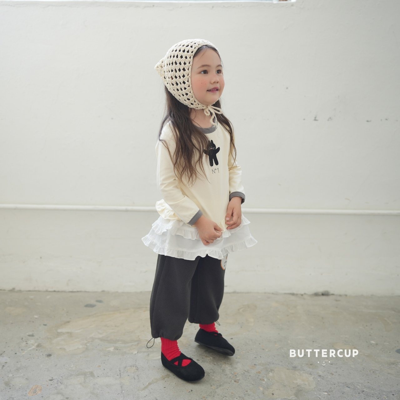 【Butter cup】NO.1フリルラビットT 80〜110cm グレー 241019 - 4