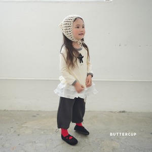 【Butter cup】NO.1フリルラビットT 80〜110cm グレー 241019