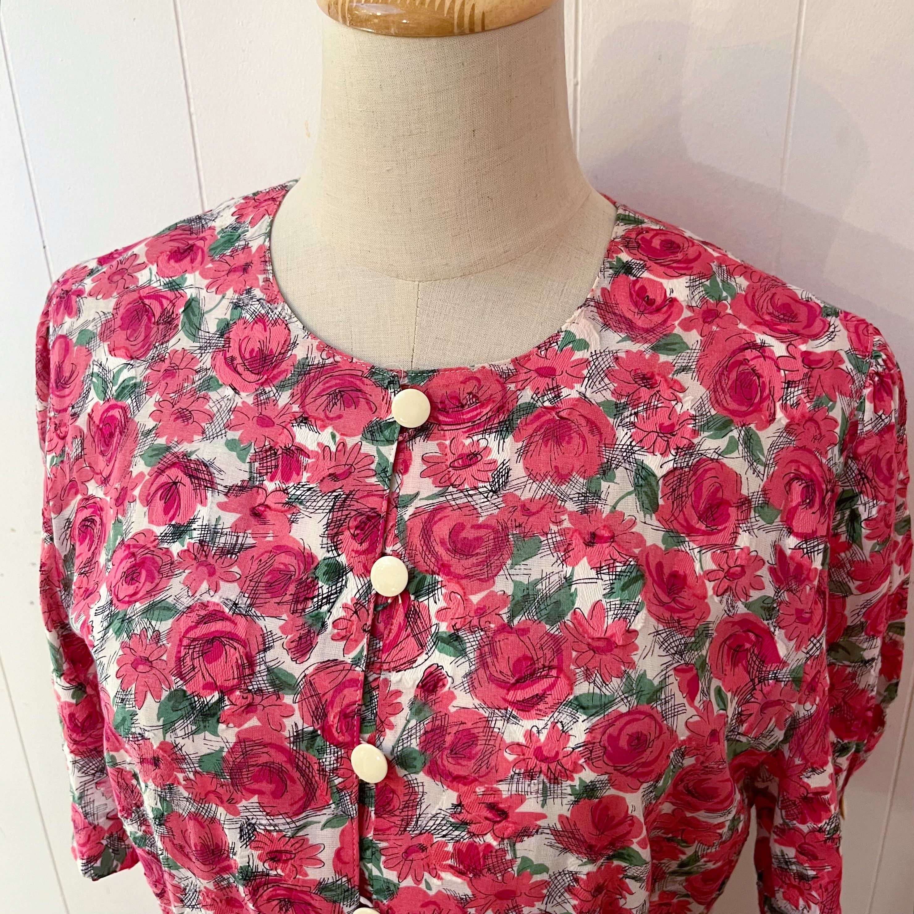 ROBERTA / pink rose garden one-piece
