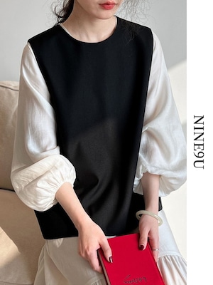 front-slit classy loose vest 2color【NINE7591】