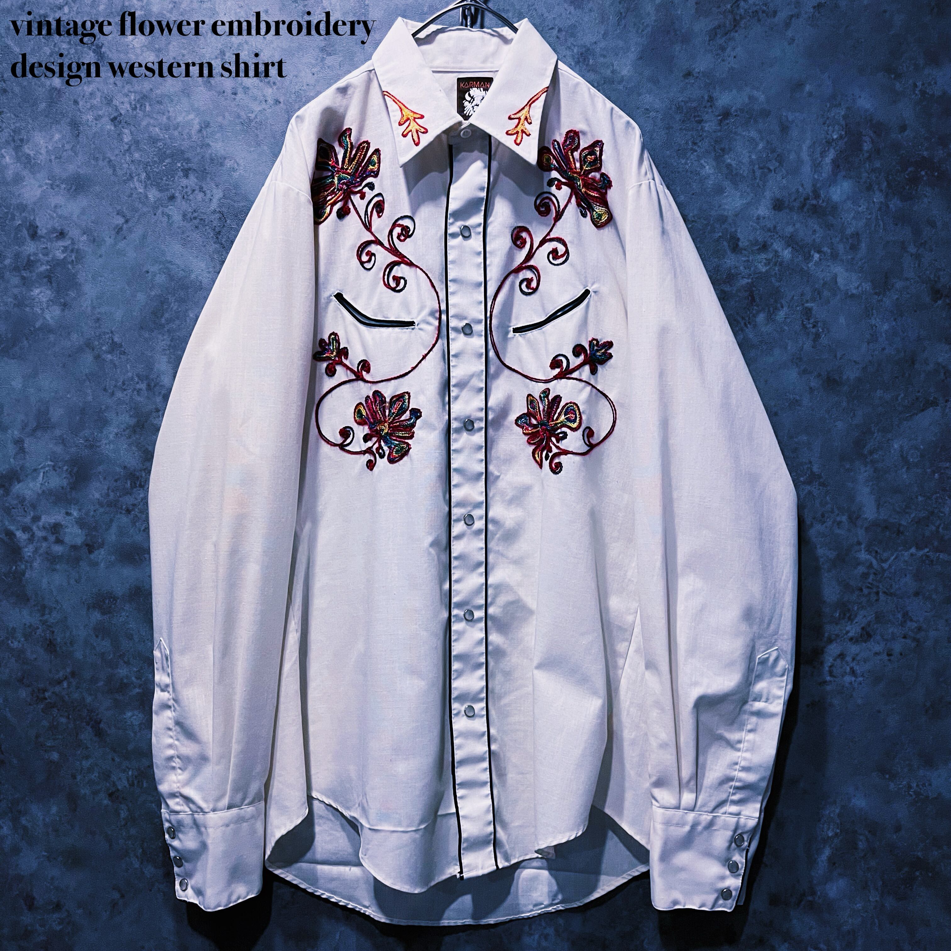 【doppio】vintage flower embroidery design western shirt