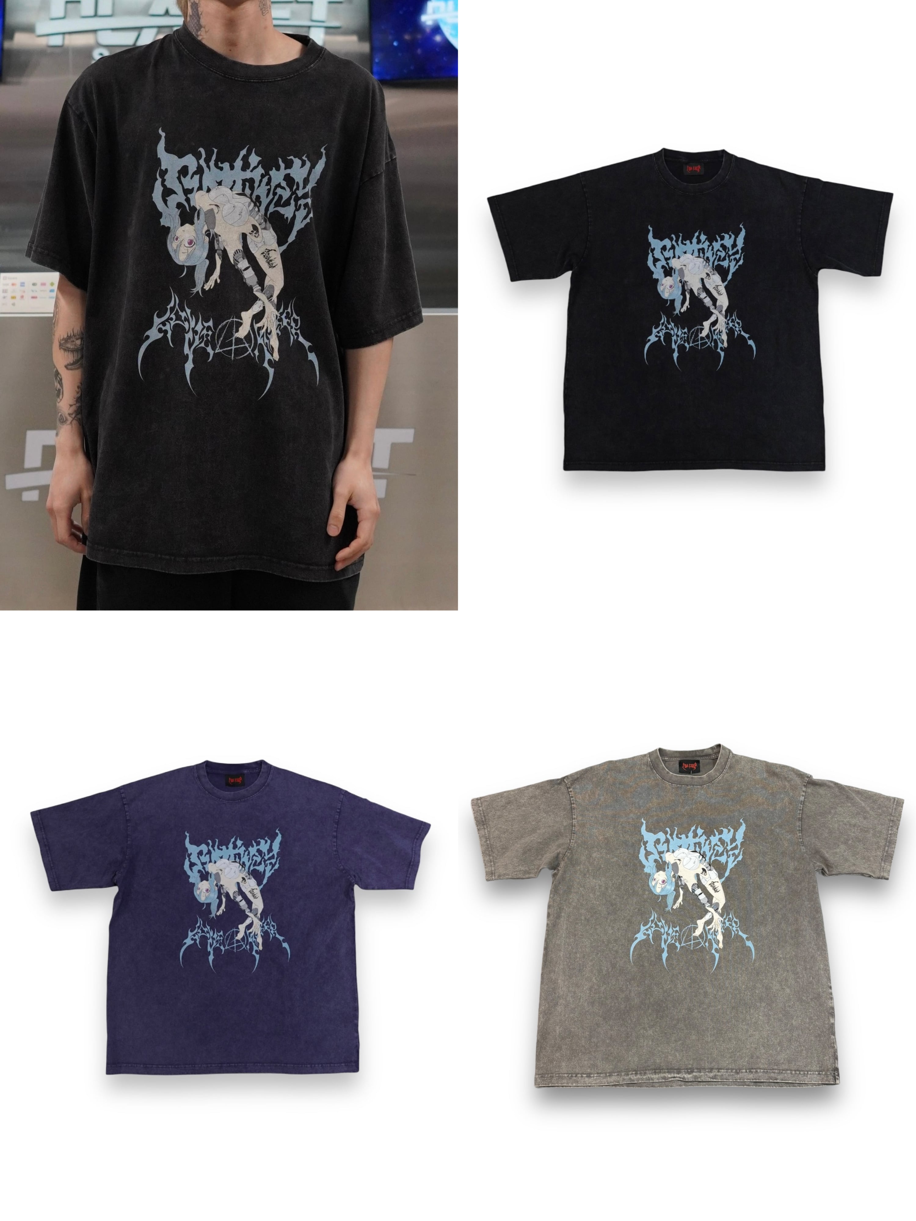 【LOVE KILLER】Blue humanoid Graphic logo T-shirt by ruptivey (3color)