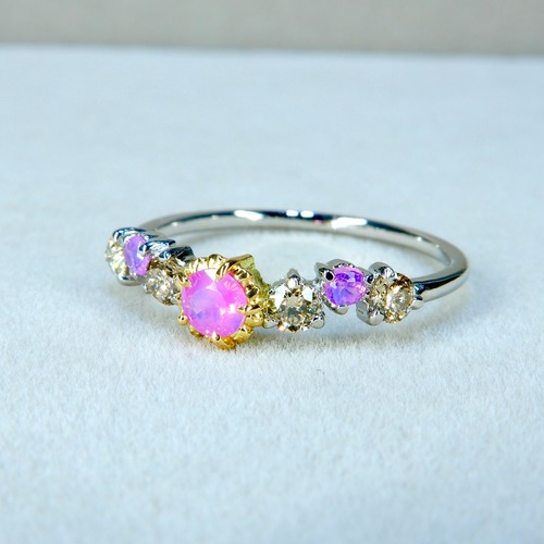 《花冠カスタム》シルキーサファイア/PT900・K18YG【zo3】