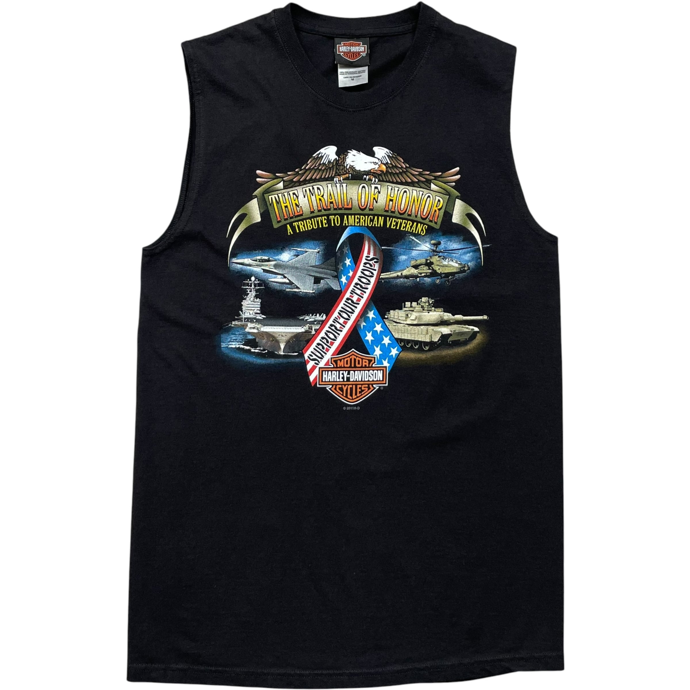 《M》 Harley-Davidson ハーレーダビッドソン ノースリーブTシャツ ブラック プリントデザイン no.10196
