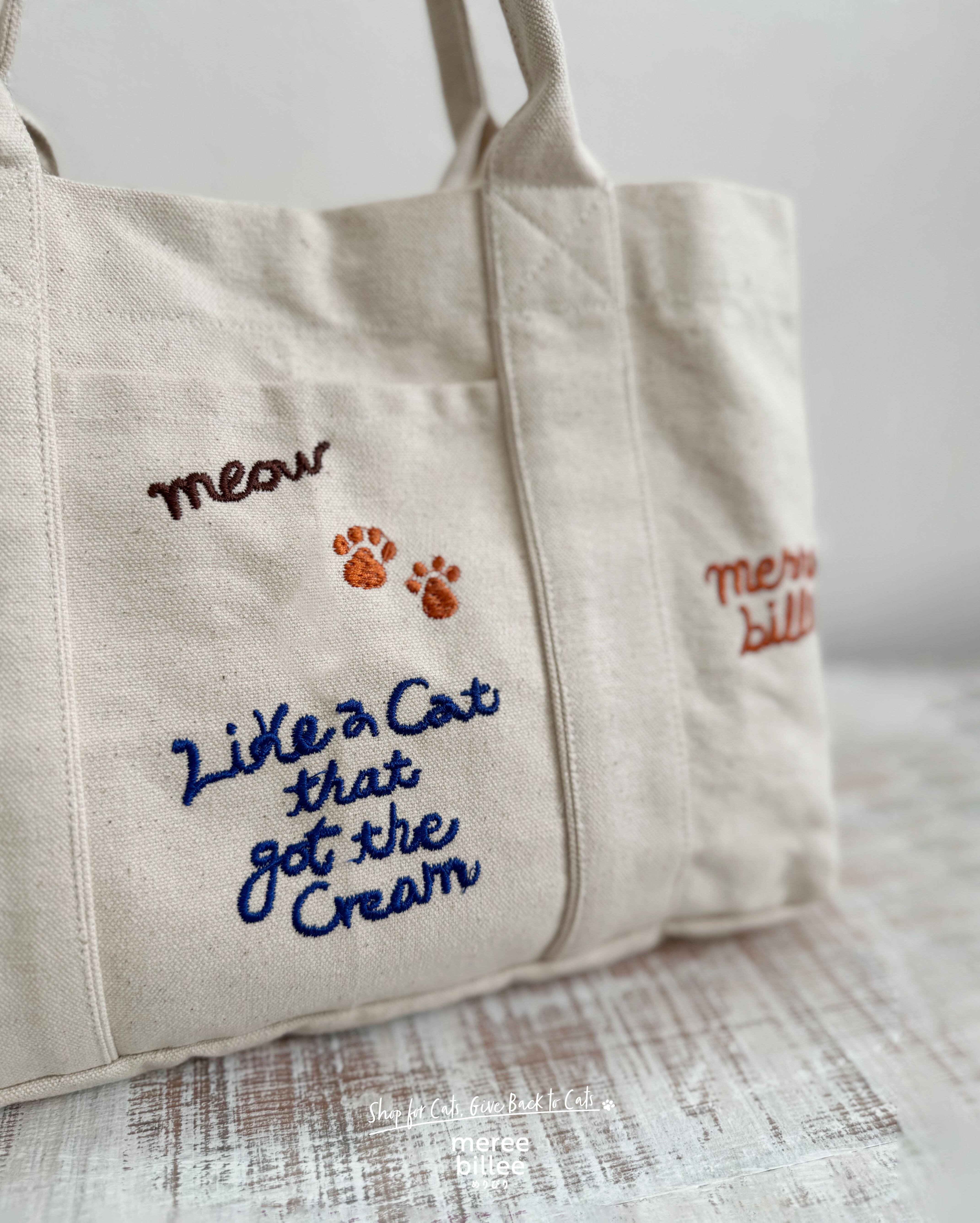 残り2点】猫柄刺繍ミニトートバッグ ｜ショルダーストラップ取り外し