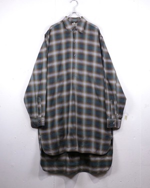 【Caka act2】Beautiful Ombre Check Vintage L/S Long Pullover Shirt