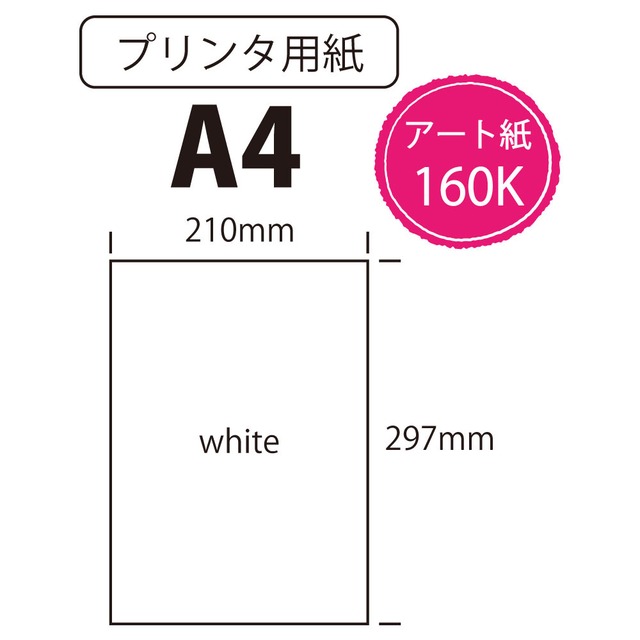 プリンタ用紙 アート紙（光沢紙） Ａ４ 白色 100枚 厚口160K