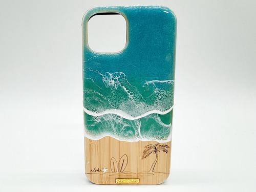 Green coast/wood×resin wave case(bamboo)