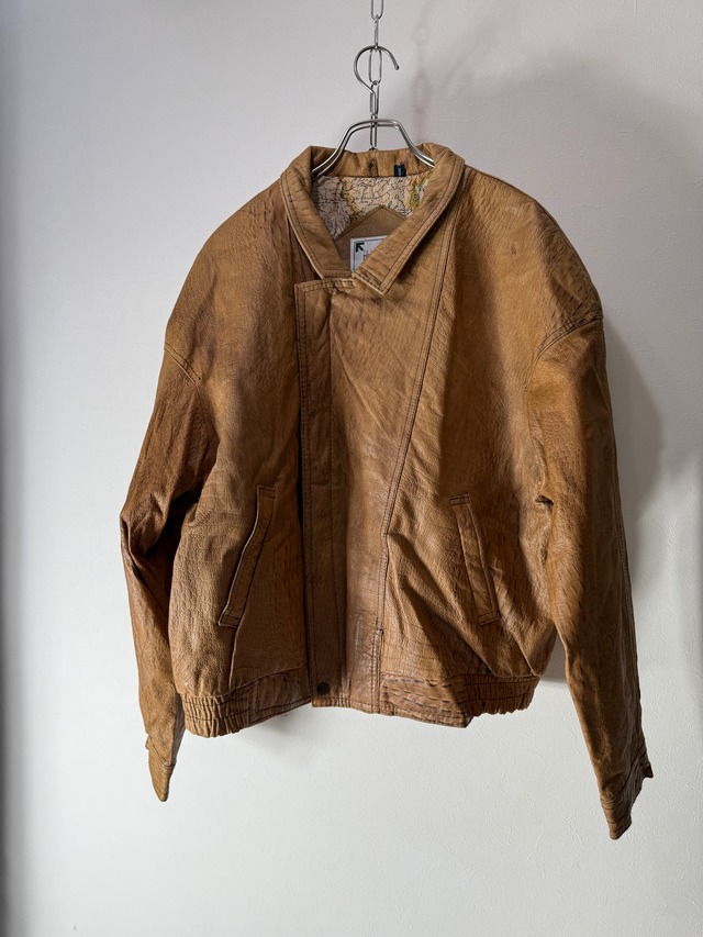 80~90’s  Embossed Leather Blouson “Croc Pattern”
