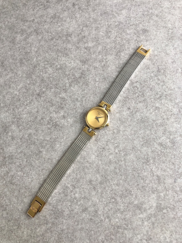 Christian Dior クリスチャン ディオール 腕時計 シルバー×ゴールド ロゴ ステンレススチール クォーツ 3025 vintage ヴィンテージ オールド ngmhnw