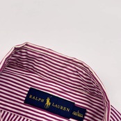 RALPH LAUREN ラルフローレン ストライプ BD ボタンダウン 長袖シャツ L/パープル系 メンズ