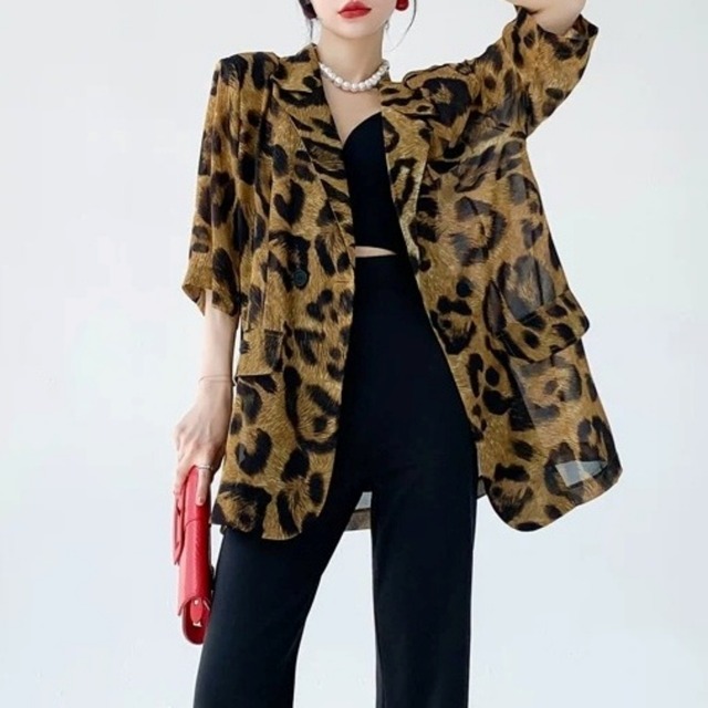 Leopard Pattern Sheer Jacket 01444