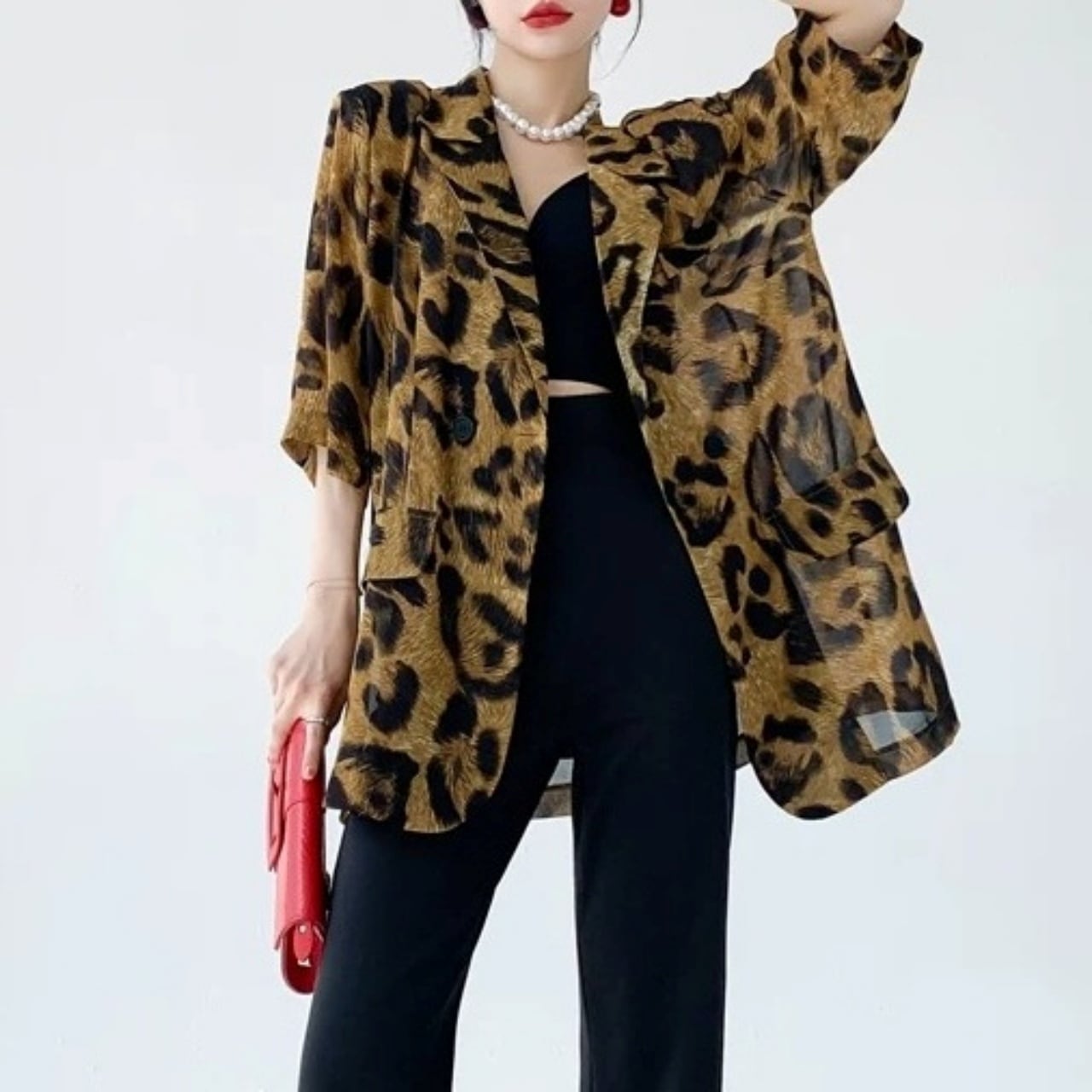 Leopard Pattern Sheer Jacket 01444