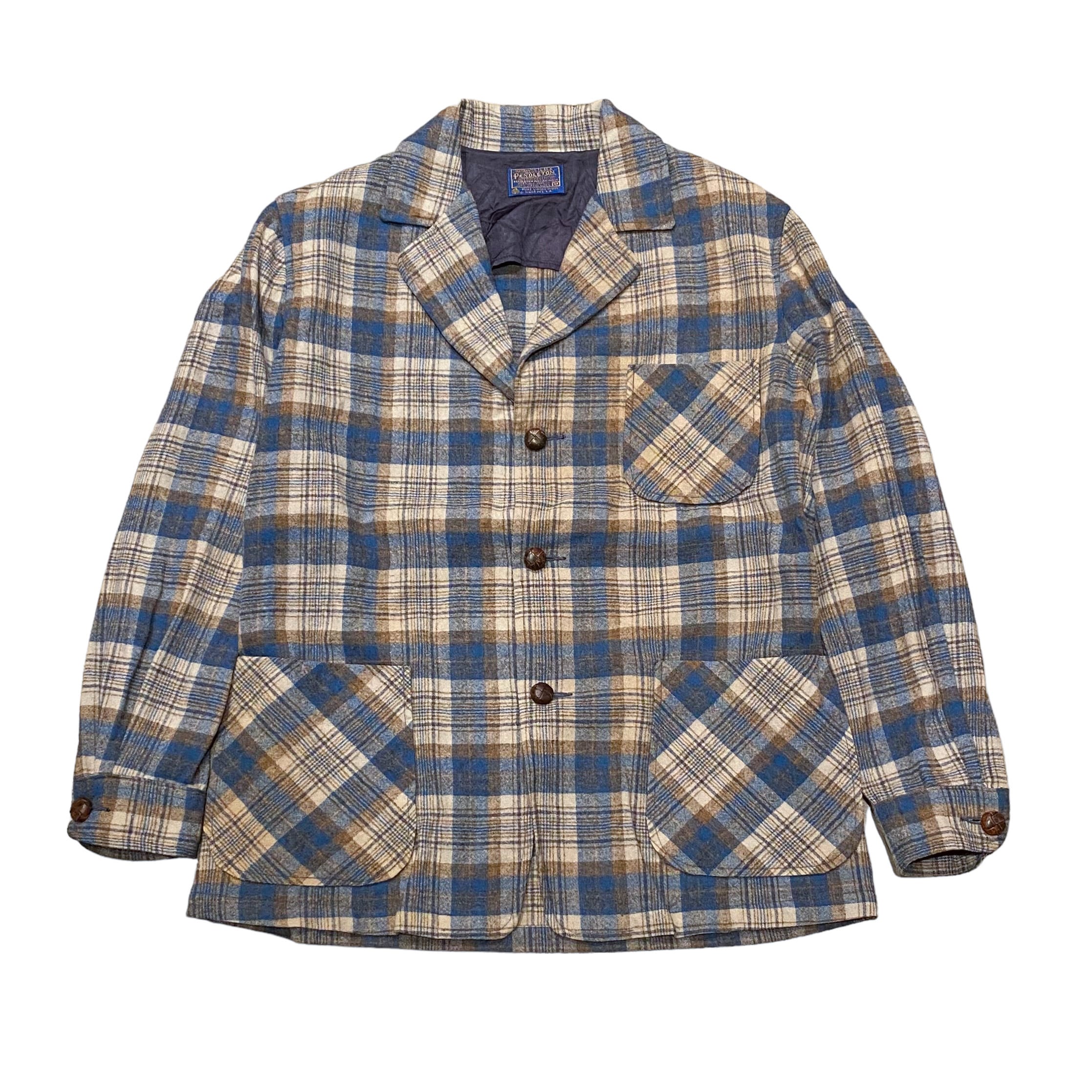 70's USA製 PENDLETON Wool Shirt Jacket M / ペンドルトン ウールシャツ ウールジャケット アンコンジャケット  チェック 古着 ヴィンテージ
