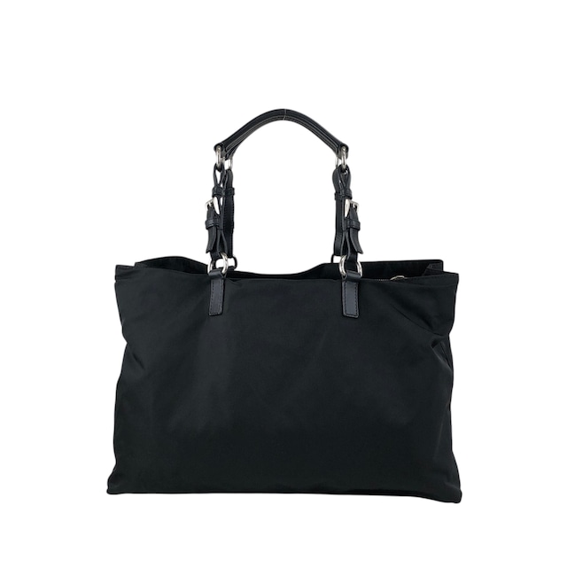 PRADA プラダ ハンドバッグ ブラック トライアングルロゴ ナイロン レザーハンドル トートバッグ vintage ヴィンテージ オールド 4f8fnv