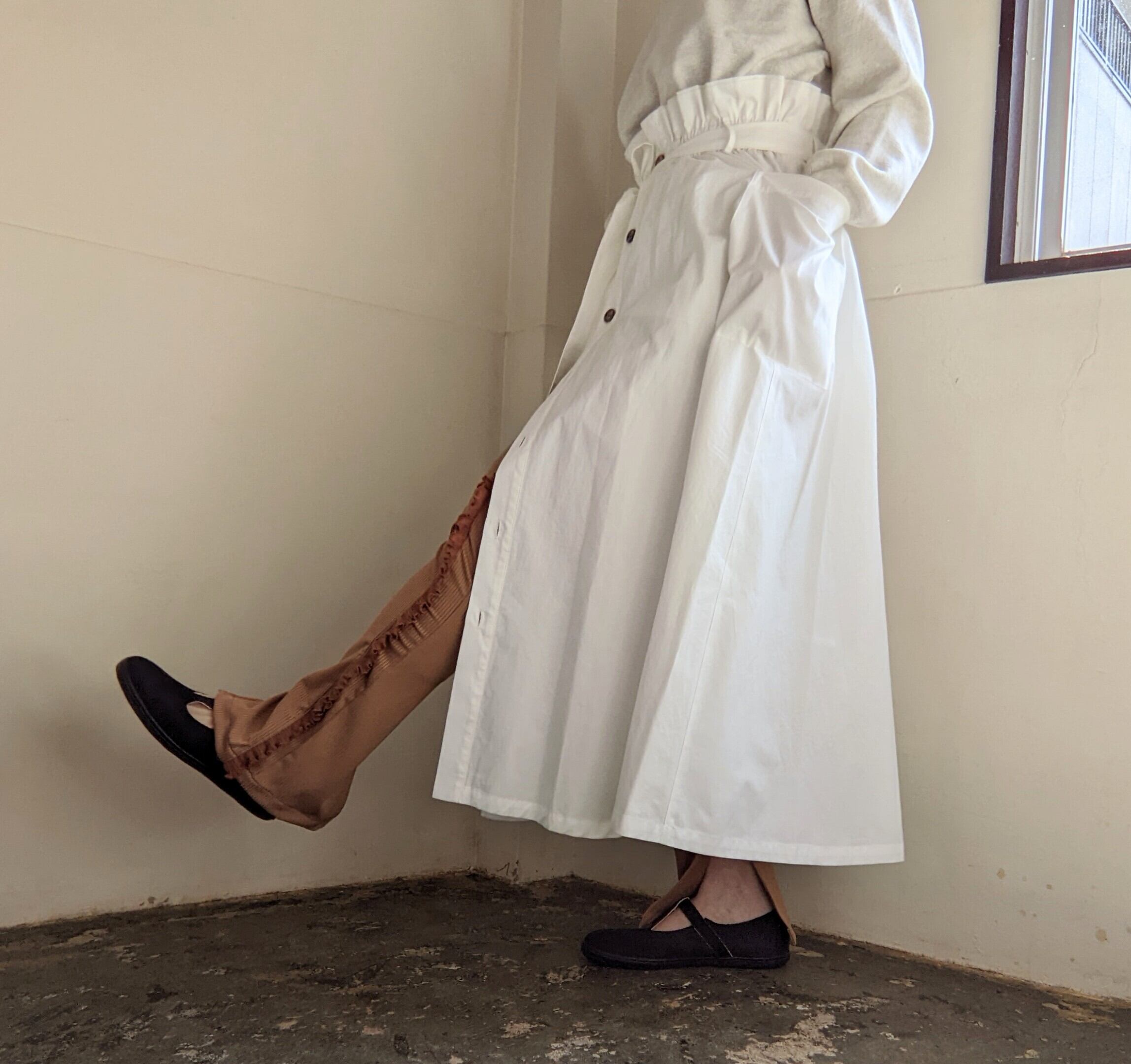 ［ PuRah ］プラ / Cotton Skirt /  White / フレアースカート