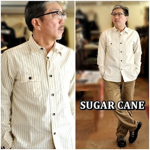 SUGARCANE シュガーケーン　ウォバッシュワークシャツ　２７０７６メンズ　ウォバッシュストライプ柄シャツ