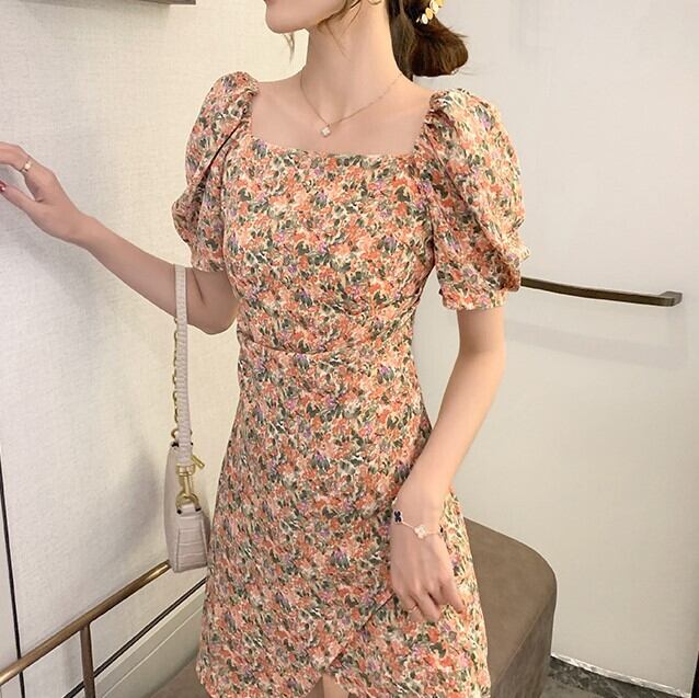 ワンピース ミニ丈 半袖 襟付き かわいい カジュアル お洒落 レトロ