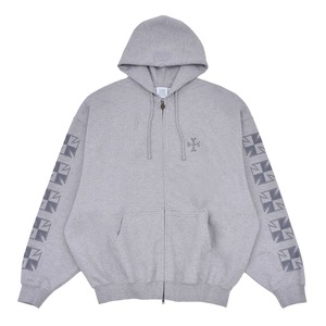 【VETEMENTS】EMBROIDERED BIKER CROSS SLEEVES ZIP-UP H