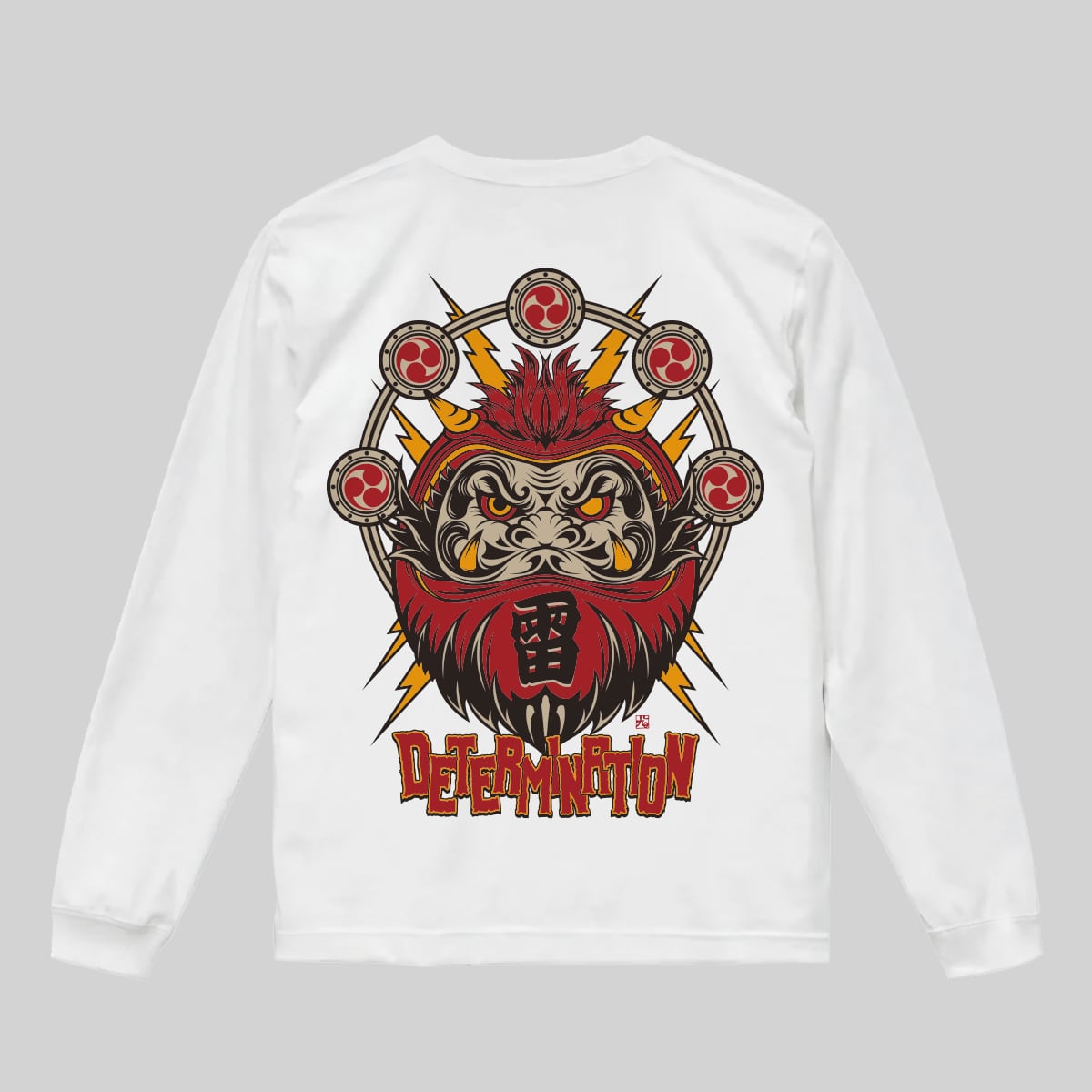 達磨シリーズ /風神・雷神 ロングTシャツ 黒/白 袖プリント有 L～2XL