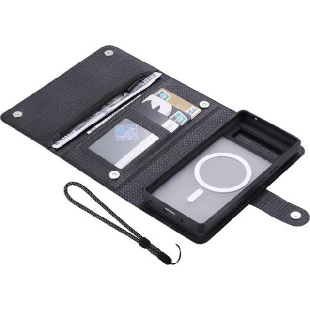 ViLi GHB Google Pixel 7a 対応 財布型 取外し可能 ケース 分離式 2way カード収納 ストラップ付 手帳型ケース 黒 CPIX7a-VL-GHB-BK 2166
