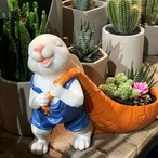 植木鉢 うさぎ ニンジンを持ったうさぎ プランター 多肉植物 花壇 プランター かわいいプランター かわいい植木鉢 カントリー 庭園 ガーデニング 庭装飾