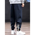 Tapered silhouette sweatpants with side lines for men ◇3color H0335